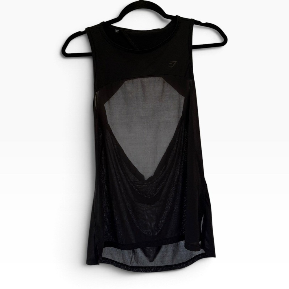 Gymshark Womens XS Black Open Back Draped Tank Top Sleeveless Workout Gym